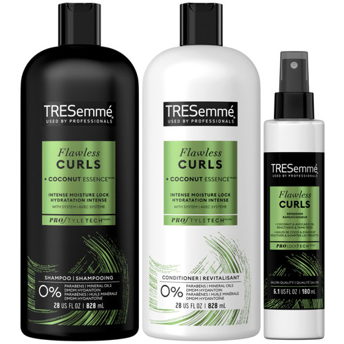 TRESemme Pro Care Curls Shampoo and Conditioner Set Plus Flawless Curls Leave-In Conditioner Spray with Coconut Oil - Sulfate-Free Shampoo & Conditioner, Hair Care Gift Set for Women (3 Piece Set)