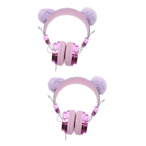 UKCOCO 2pcs Headphones Cat Ear Headset Wired Headset with Mic Light up Headset Recording Headset Unicorn Headset Kids Headset with Microphone Over on Ear Headset Abs Animal Travel