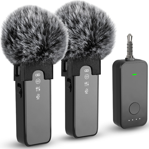 Ultra Clarity Cables Wireless Microphone - Wireless Lavalier Microphone for Camera/Phone/PC - Dual Lapel Mic- Plug and Play for Interviews, Video Podcasts, Vlogs, YouTube, and TikTok
