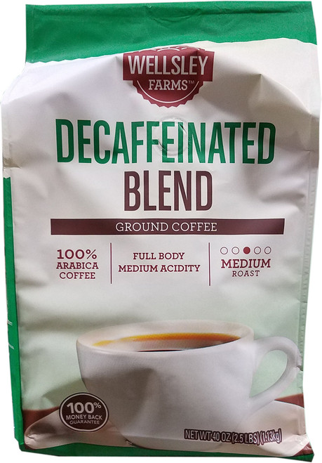 Wellsley Farms Decaffeinated Medium-Roast Ground Coffee, 40 Ounces Wellsley Farms Decaffeinated Medium-Roast Ground Coffee, 40 Ounces