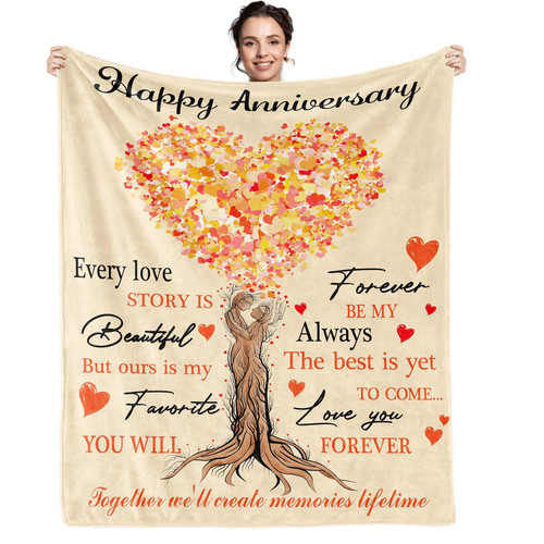 Winkwarm Wedding Anniversary Blanket Gift for Couple Women Men, Anniversary Blanket Gifts for Her Him Girlfriend Boyfriend Wife Husband Parents, Throw Blanket 60"X 50"
