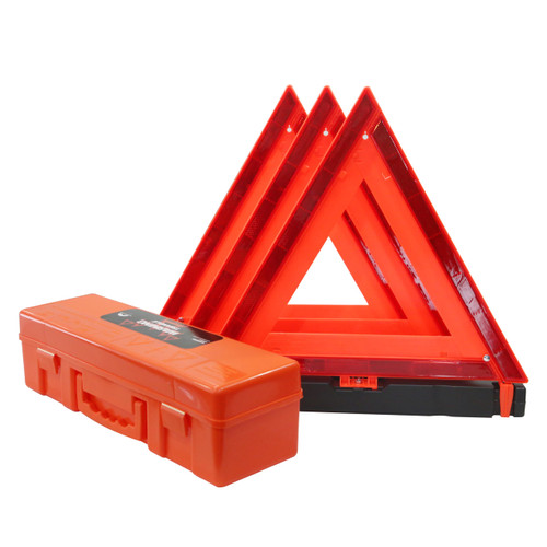 WORKKOOL 3 Pack Foldable Warning Reflective Triangles with Carrying Case, Heavy Base Roadside Triangles for Vehicles Breakdown, Safty Reflector DOT Approved(Sand Filled)