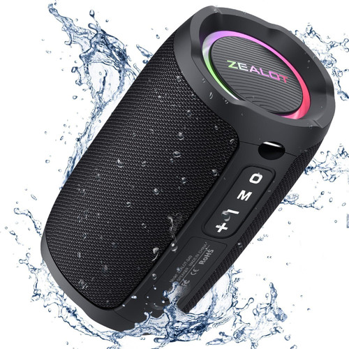 ZEALOT Portable Speaker, Bluetooth Speaker 20W, Outdoor Speaker Wireless, Waterproof IP67, Dual Pairing, Loud Stereo Sound, BT5.2, RGB Light, USB, TF, Speaker for Home, Outdoor, Beach-Black ZEALOT Portable Speaker, Bluetooth Speaker 20W, Outdoor Speaker Wireless, Waterproof IP67, Dual Pairing, Loud Stereo Sound, BT5.2, RGB Light, USB, TF, Speaker for Home, Outdoor, Beach-Black