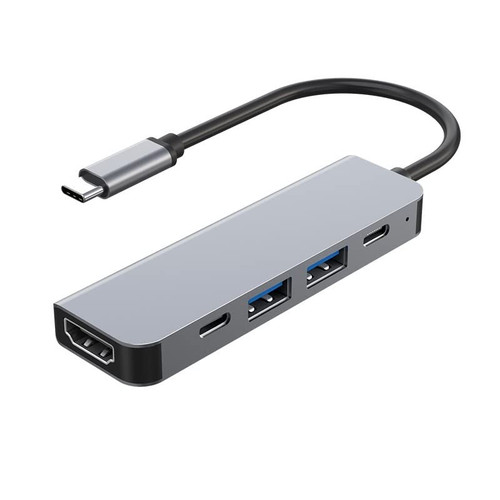 BRASSU Type-c to USB Docking Station HUB Splitter Notebook Expansion Dock (Size : 5in1-Grey)