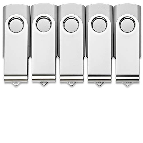 Fast High Performance Classic Swivel 32GB 5-Pack USB 3.0 Flash Drive - Thumb Drive Fastest Memory Stick (Silver)
