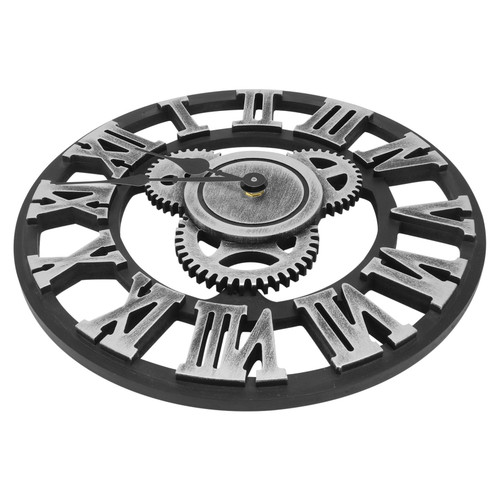 BESTOYARD Rustic Clock Retro Wall Clock Gear Clock Silent Gear Wall Clock Digital Clocks Mute Wall Clock Industrial Clock Round Digital Wall Clock Vintage Hanging Clock Rome European Style