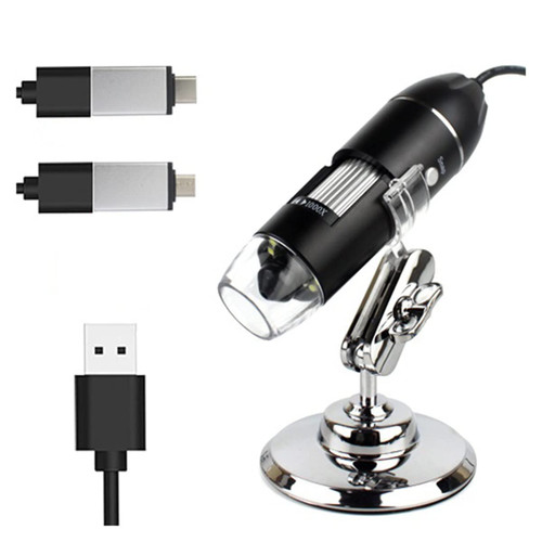 Microscope Kit Adjustable 1600X 3 in 1 USB Digital Microscope Type-C Electronic Microscope Camera Microscope Lens Adapters (Color : USB with Adapter, Size : 1000X)