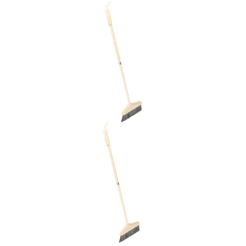 DOITOOL Soft Broom Floor Sweeping Broom Heavy Duty Broom Outdoor Broom 2pcs Wooden Handle Broom Carpet for Cleaning Bristle Hair Anti-Static Sweeper Broom Collapsible Broom Bristled Broom