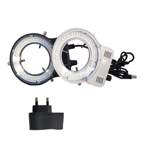 Microscope Adapter Microscope Illuminators 48 LED USB Output Adjustable Ring Light Illuminator Lamp for Industry Stereo Microscope Industrial Camera Magnifier Microscope Accessories (Color : White wi