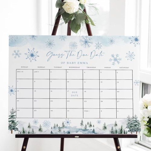 Winter Due Date Calendar Signs, Winter Baby Due Date s Signs, Winter Wonderland Baby Due Date Signs, Birthday Date Winter Calendar Guessing Game Signs, Welcome To Guess The Due Date Of Baby Winter Calendar.