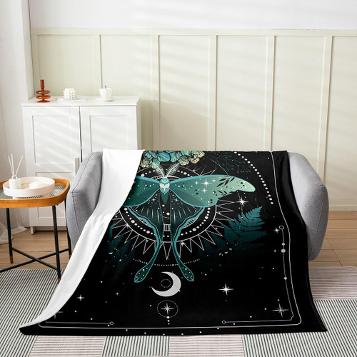 Boho Moth Flannel Blanket Throw 50"x60",Bohemian Sun Moon Moth Flannel Sherpa Blanket for Kids Adults,Galaxy Leaves Exotic Decorative Fuzzy Blanket Breathable Flannel Plush Blanket Room Decor Boho Moth Flannel Blanket Throw 50"x60",Bohemian Sun Moon Moth Flannel Sherpa Blanket for Kids Adults,Galaxy Leaves Exotic Decorative Fuzzy Blanket Breathable Flannel Plush Blanket Room Decor