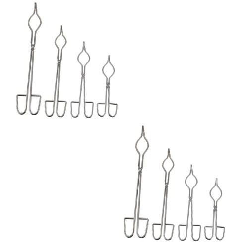 GLEAVI 8 Pcs Crucible Tongs Stainless Steel Crucible Clamps Hatchet Handle Chemical Crucible Clamps Crucible Flask Tongs Foundry Dish Tongs Melting Flask Tongs Graphite Ceramics