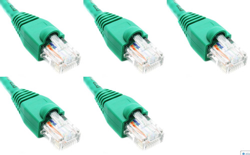 Ultra Spec Cables Pack of 5 - Green 1FT Cat6 Ethernet Network Cable LAN Internet Patch Cord RJ45 Gigabit