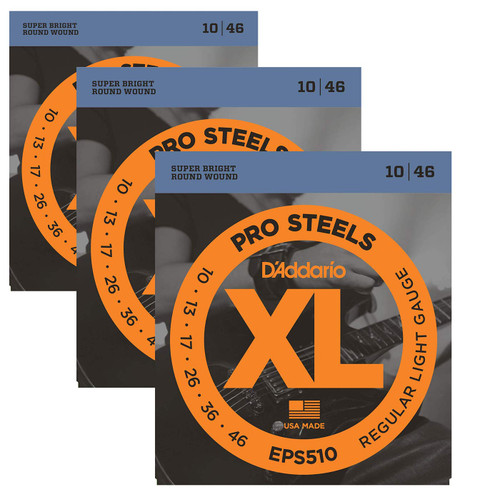 3 Pack | D'Addario Pro Steels Electric Guitar Strings | EPS510 | LIGHT