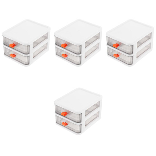Milisten 4 Pcs Storage Box Storage Bins with Drawers Pp Sundries Holder Acrylic Makeup Organizers Plastic Storage Bins with Drawer Craft Organizers and Storage Bra Decorate Tpe White Office