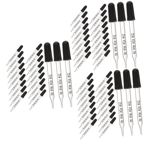 ULTECHNOVO 90 Pcs 1ml Dropper Lab Dropping Bottles Glass Pipette Kids Droppers 1 Ml Dropper 1ml Pipette Calibrated Droppers Graduated Pipettes Eye Dropper Liquid Elder Dropper Bottle Rubber