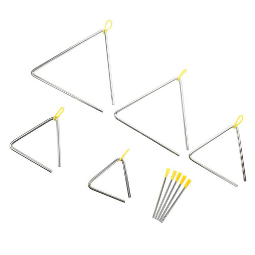 Vaguelly 5 Sets Musical Steel Triangle Percussion Instrument With Striker Rhythm Triangle Instrument Hand Percussion Triangles Triangle Musical Instrument for Kids Adults