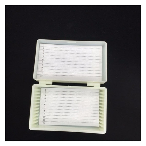 Microscope Accessories Kit Plastic Microscope Glass Slide Box 100 50 25 12 10pcs Biological Slices Storage Case Holder Microscope Slides (Color : 12pcs Slides Box)