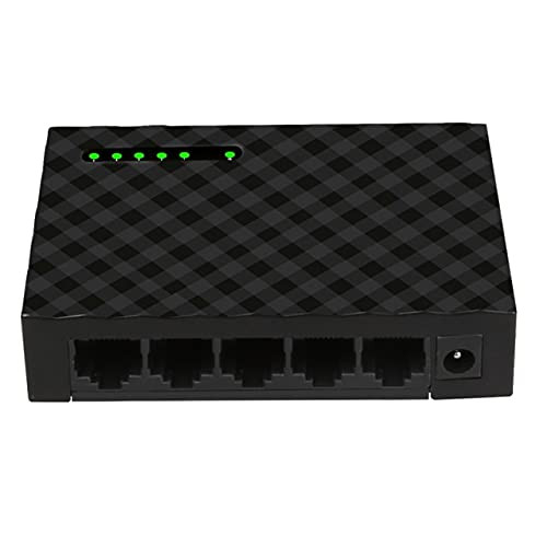 Connectors 2021 US EU Plug Gigabit Mini 5-Port Desktop Switch Fast Ethernet Network Switch LAN Hub RJ45 Ethernet and Switching Hub Shunt - (CN, Cable Length Black EU)