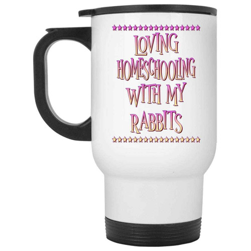 Adorable Gift for Rabbit Lovers, Great for Homeschooling - Electronic Tablets Gift Ideas on Large 14 Oz White Stainless Steel Travel Mug
