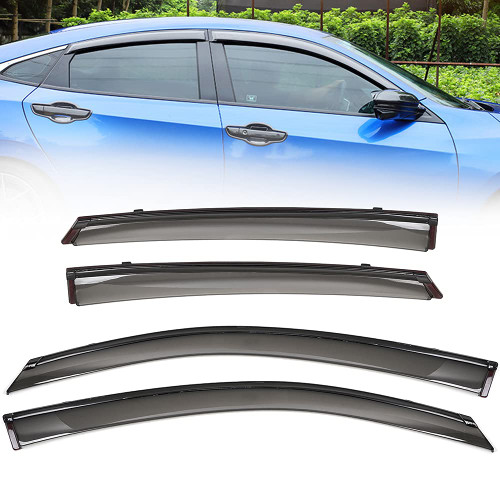 ZXMOTO Side Window Visor Vent Rain Guard Deflector Replacement Fit for 2016-2021 2017 2018 2019 2020 Honda Civic 4dr Sedan(4PCS)