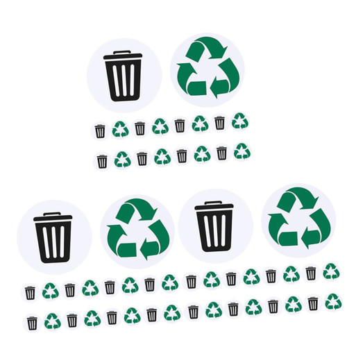 Cabilock 3 Sets self Adhesive Recycling Stickers Recycling Trash can Trash can with Recycling bin Trash and Label Stickers for containers Garbage Recycling Sticker Compost bin PVC Household