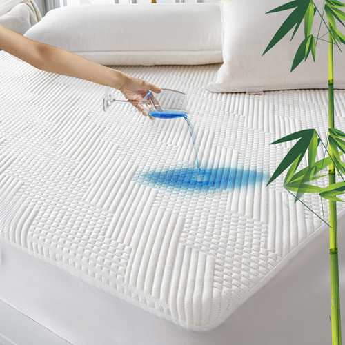 GRT Bamboo Waterproof Mattress Protector Twin XL Size - 3D Air Fiber Cooling Mattress Cover Breathable Ultra Soft, Mattress Pad Noiseless Fits up to 19'' Deep Pocket Mattress Washable GRT Bamboo Waterproof Mattress Protector Twin XL Size - 3D Air Fiber Cooling Mattress Cover Breathable Ultra Soft, Mattress Pad Noiseless Fits up to 19'' Deep Pocket Mattress Washable