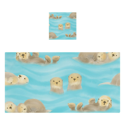 Otters Bath Towel Set Cotton Bath Towels for Bathroom Decorative Bathroom Towels 1 Bath Towel 1 Washcloth Soft Absorbent Bathroom Sets for Spa Shower