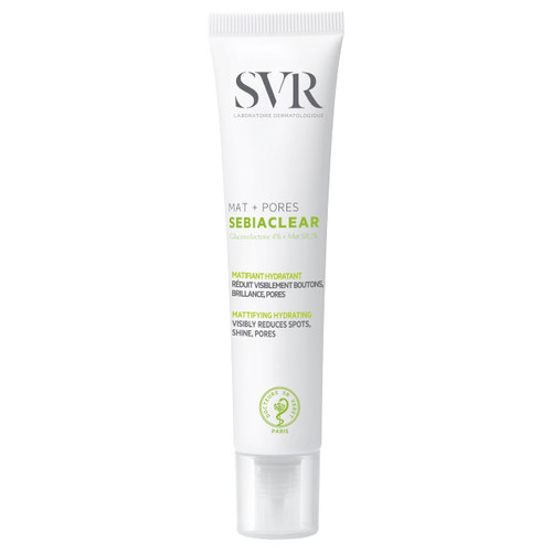 SVR Sebiaclear Mat+Pores Mattifying Face Cream for Oily to Combination Skin, Non-Comedogenic Moisturizer to Control Shine & Visibly Tighten Pores - Oil-Free, 1.3