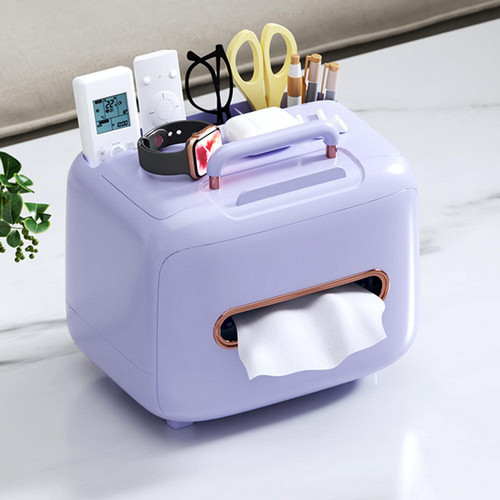 Tissue Box Holder with Storage, Multifunctional Tissue Box Organizer, Tissue Box Cover, Tissue Storage Box, Desktop Decorative Tissue Box Holder, for Desktop, Livingroom, Bedroom, Home, Office
