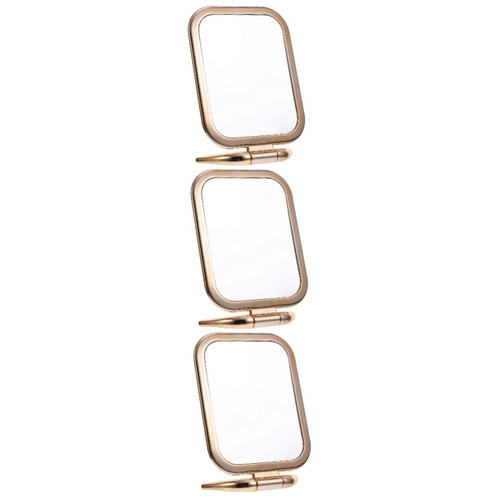minkissy 3pcs Double Sided Makeup Mirror Travel Mirror Cosmetic Two Tabletop Makeup Mirror Tabletop Vanity Mirror Dresser Mirror Retro Mirror Folding Led Miss Plastic Dressing Table Mirror