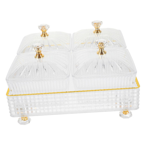 FELTECHELECTR 1 Set Snack Compartment Platter Snack Storage Bins Divided Veggie Tray Divided Appetizer Serving Tray Decorative Trays Vegetable Platter Candy Dish with Tray Food Plate Split