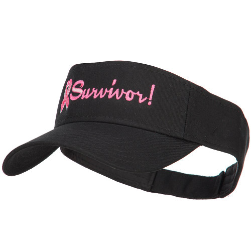 Ribbon Survivor Embroidered Cotton Twill Visor - Black OSFM