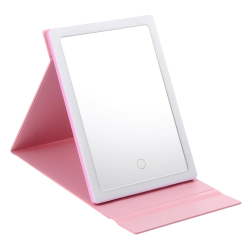 Beaupretty LED Vanity Mirror pu Leather Makeup Mirror LED Makeup Mirrors Folding Mirror Dresser Mirror Makeup Mirror with Lights Folding Table Mirror Desk Mirror Aluminum Alloy Miss Portable