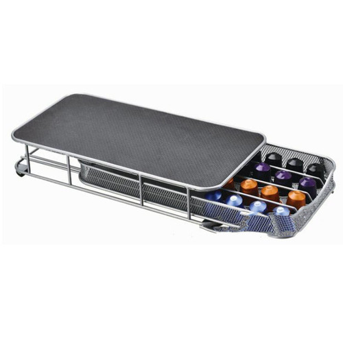 GFRGFH Coffee Pod Holder for Counter, Coffee Pod Stands, Coffee Pod Drawer, Coffee Capsules Drawer 40pcs Holdable Coffee Capsule Storage Rack(Silver)