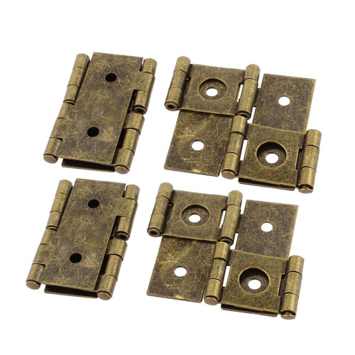 uxcell 46mmx54mm Retro Style Double Acting Folding Screen Hinge Bronze Tone 4pcs