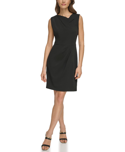 DKNY Women's Sleeveless Scuba Crepe Wear to Work Dress, Black, 2