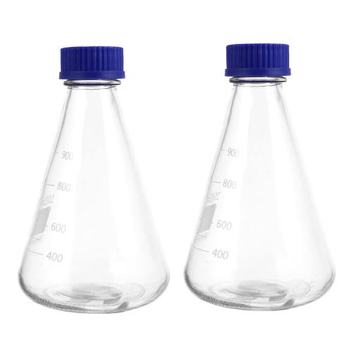 Hemoton 2pcs Triangular Flask Erlenmeyer Flask Lab Conical Reagent Graduated Lab Flask Graduated Beaker Flasks for Experiment Laboratory Bottles Scale Glass Experimental Supplies