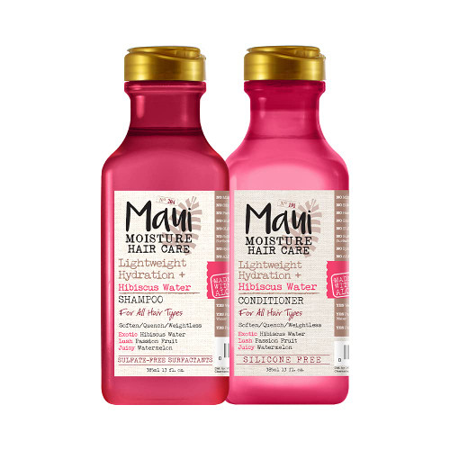 Maui Moisture Lightweight Hydration + Hibiscus Water Conditioner for Daily Moisture, No Sulfates, 13 with Lightweight Hydration + Hibiscus Water Shampoo for Daily Moisture, No Sulfates, 13 fl