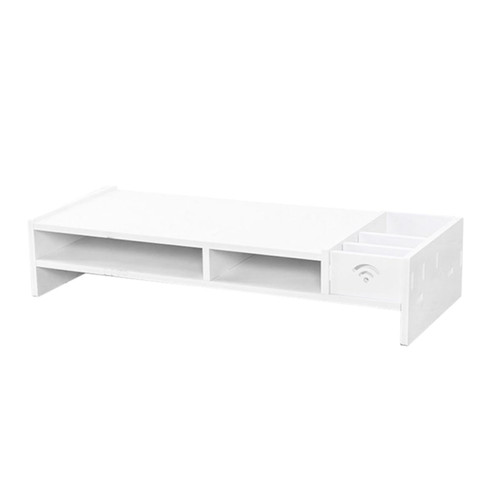 Operitacx Desk Organizer Riser Monitor Riser Monitor Storage Drawer Monitor Rack Monitor Storage Rack Wood Monitor Stand Dual Monitor Stand Latop Computer Wooden Monitoring Rack White Office