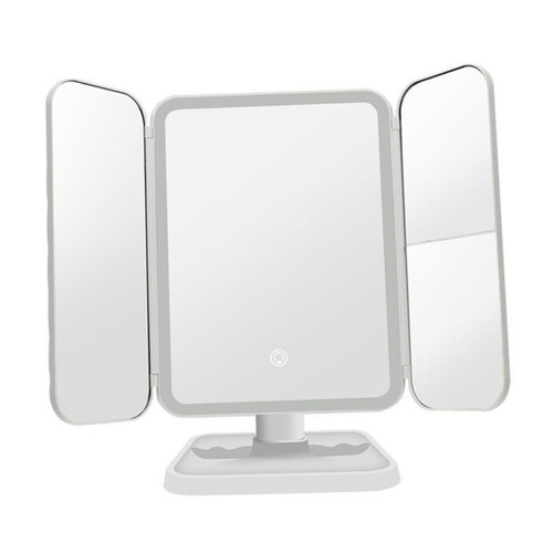 balacoo 1pc Folding Vanity Mirror Mirrored Dresser Luxry Folding Travel Mirror Led Dresser Large Trifold Mirror Makeup Mirror Supply Tri Fold Desktop Girl White Abs Multifunctional Mirror
