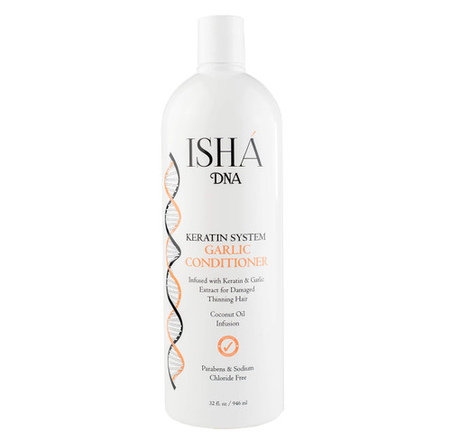 ISHA DNA Keratin System Garlic Conditioner - Infused with Keratin and Garlic Extract For Damaged Thinning Hair - Stops Hair Loss and Promotes Growth - Deep Conditioning - Sulfate and Paraben Free