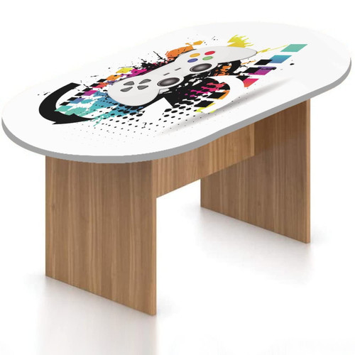 Fitted Oval Tablecloth, Gamer Elastic Edged Polyester Table Cover,Colorful Splashes Halftone Print Fitted Table Pad, Fits Oval Tables up to 36" x 60", Kitchen Dining Buffet Tabletop Decoration