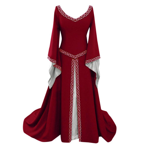 Goldweather Women's Gothic Cosplay Elegent Dress Long Sleeve Vintage Celtic Medieval Renaissance Dresses Floor Length Dress(L,Red) Goldweather Women's Gothic Cosplay Elegent Dress Long Sleeve Vintage Celtic Medieval Renaissance Dresses Floor Length Dress(L,Red)