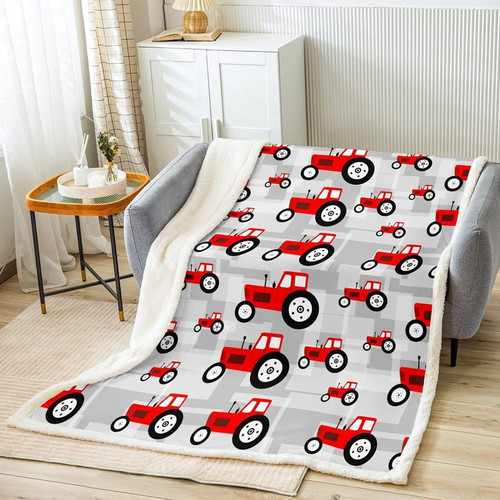Red Tractor Plush Blanket Cartoon Car Fleece Throw Blanket for Bed Sofa Couch Farm Equipment Trucks Sherpa Blanket Construction Car Fuzzy Blanket Throw 50"x60" Red Tractor Plush Blanket Cartoon Car Fleece Throw Blanket for Bed Sofa Couch Farm Equipment Trucks Sherpa Blanket Construction Car Fuzzy Blanket Throw 50"x60"