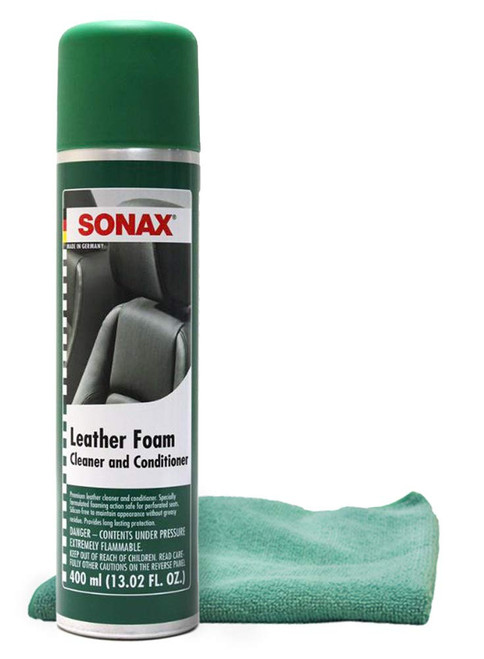 Sonax Leather Foam Cleaner & Conditioner (13.02 oz) Bundled with a Microfiber Cloth (2 Items)