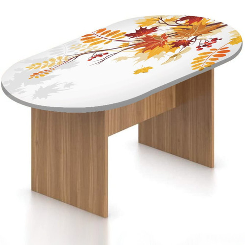 XISUNYA Fitted Oval Tablecloth, Fall Elastic Edged Polyester Table Cover,Autumn Faded Leaves Print Fitted Table Pad, Fits Oval Tables up to 36" x 60", Kitchen Dining Buffet Tabletop Decoration