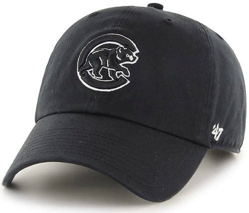 '47 MLB Black White Clean Up Adjustable Hat Cap, Adult One Size (Chicago Cubs Black White)