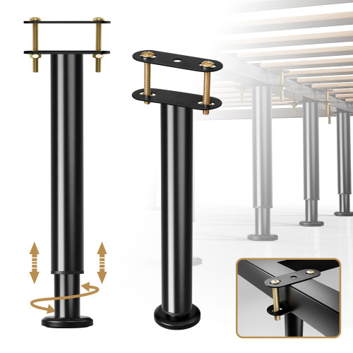 Adjustable Height Bed Support Legs 13.8-23.6 inch, Bed Frame Center Support Legs for Bed Frame/Bed Center Slat/Furniture, Heavy Duty Metal Bed Replacement Legs Bed Slats Support Legs, Upgraded Version