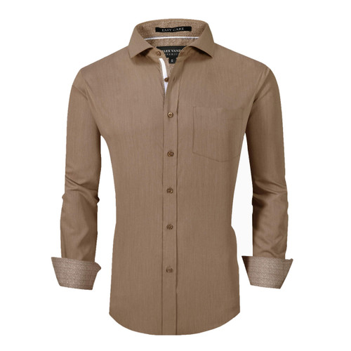 Alex Vando Mens Dress Shirts Wrinkle Free Regular Fit Stretch Bamboo Button Down Shirt,Macaroon,L Alex Vando Mens Dress Shirts Wrinkle Free Regular Fit Stretch Bamboo Button Down Shirt,Macaroon,L